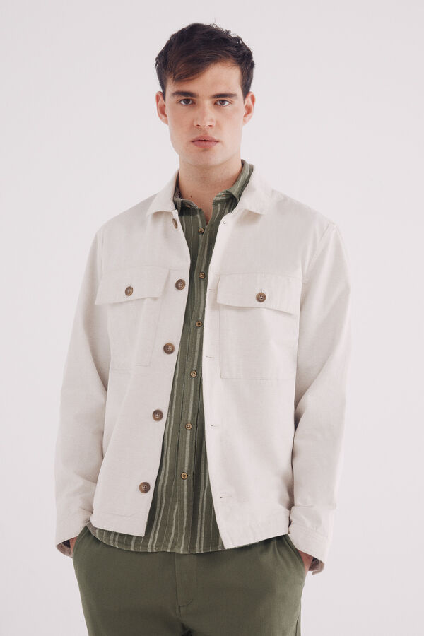 Springfield Camisa de linho-algod&atilde;o branco