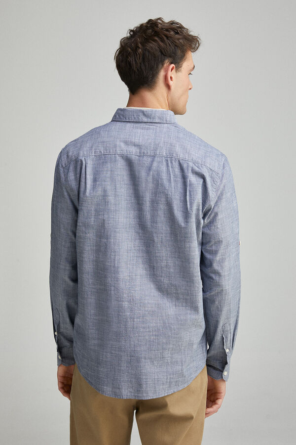 Springfield Camisa algod&oacute;n slub lisa azul