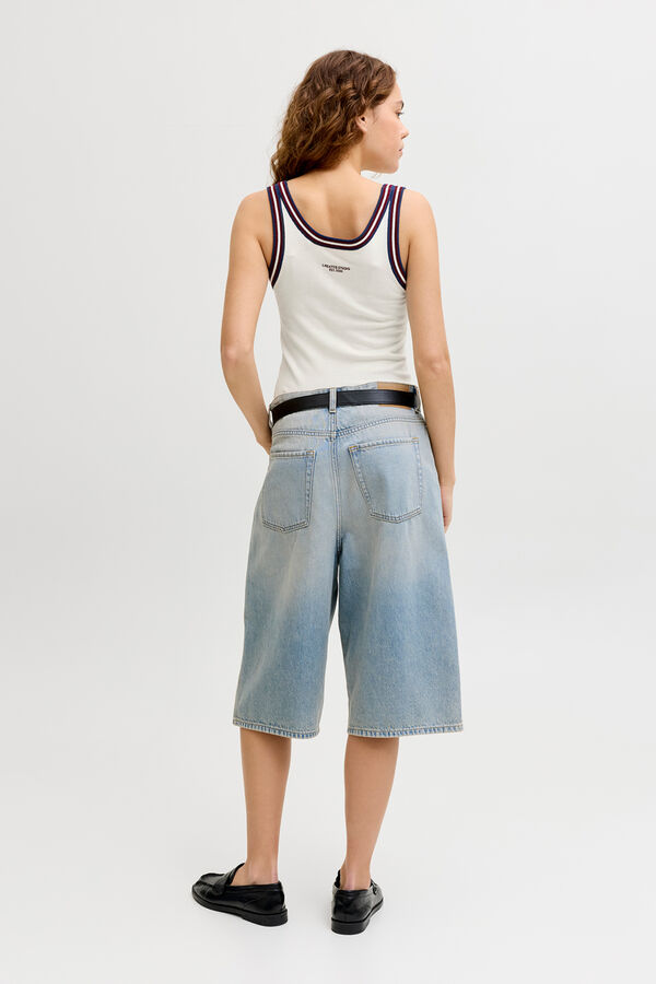 Jack & Jones Top de malha canelada de al&ccedil;as branco