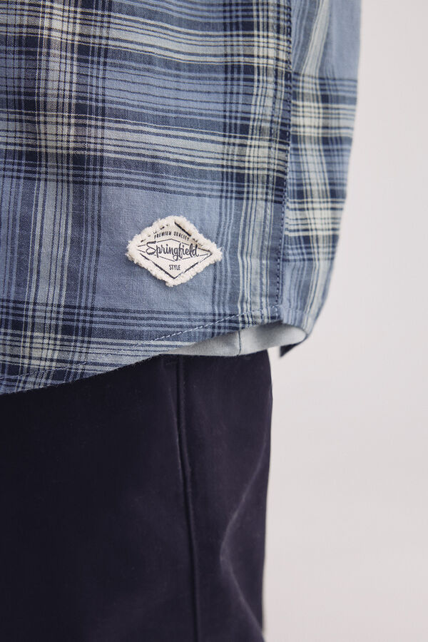 Springfield Camisa xadrez de algod&atilde;o favela azul