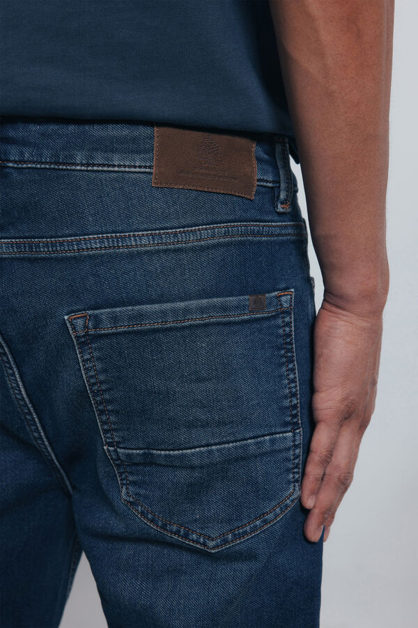 Springfield Jeans en knit denim sobretintado slim fit turquesa