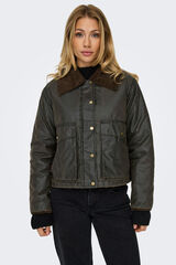 Only Chaqueta corta efecto encerado gris