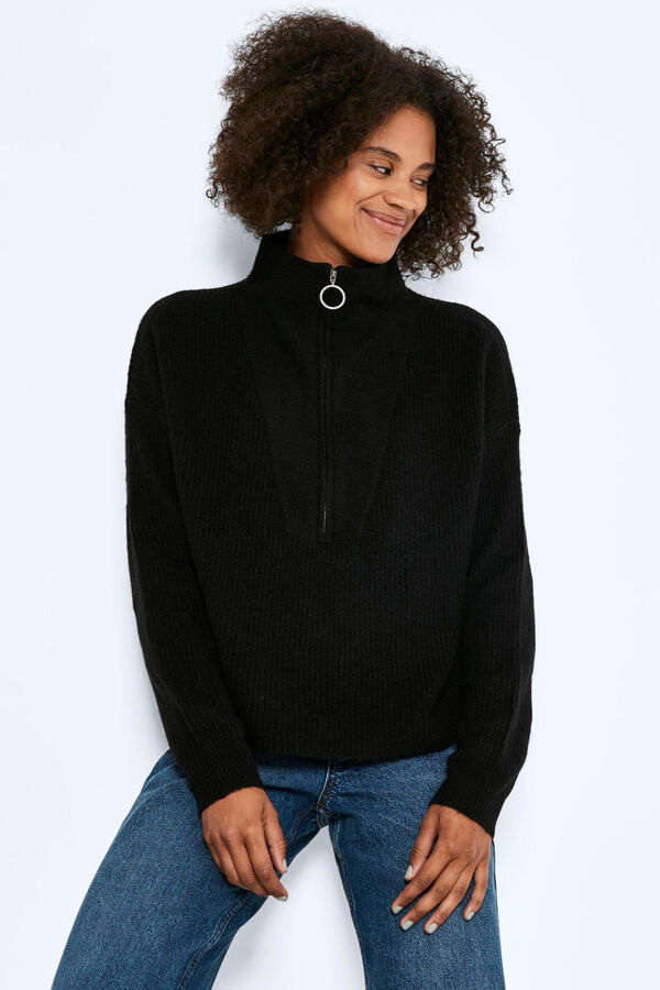 Noisy May Camisola de malha oversize de gola alta preto