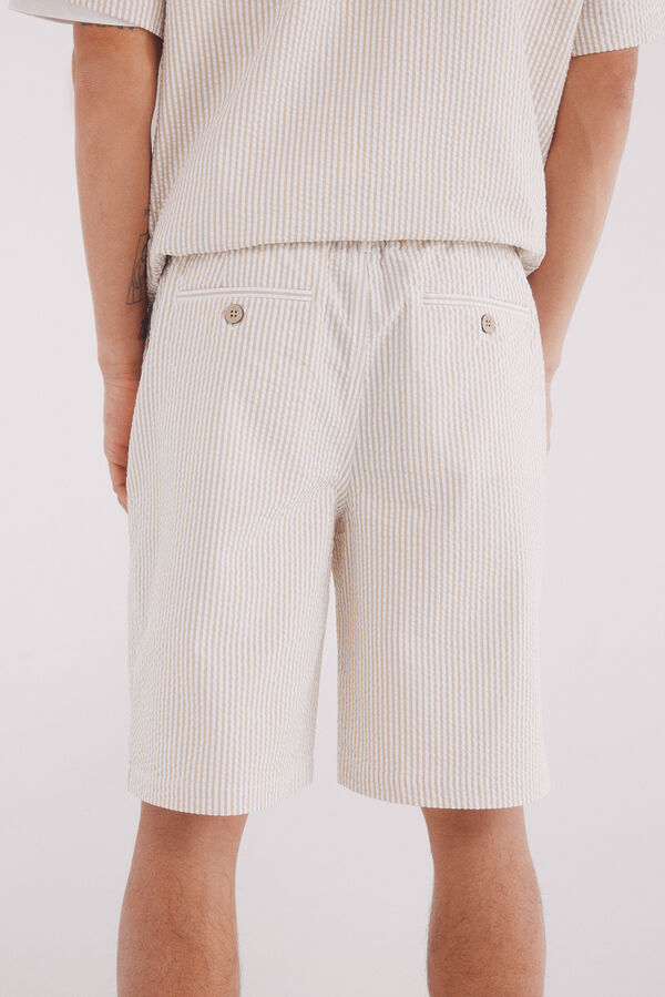 Springfield Bermuda seersucker relaxed fit beige