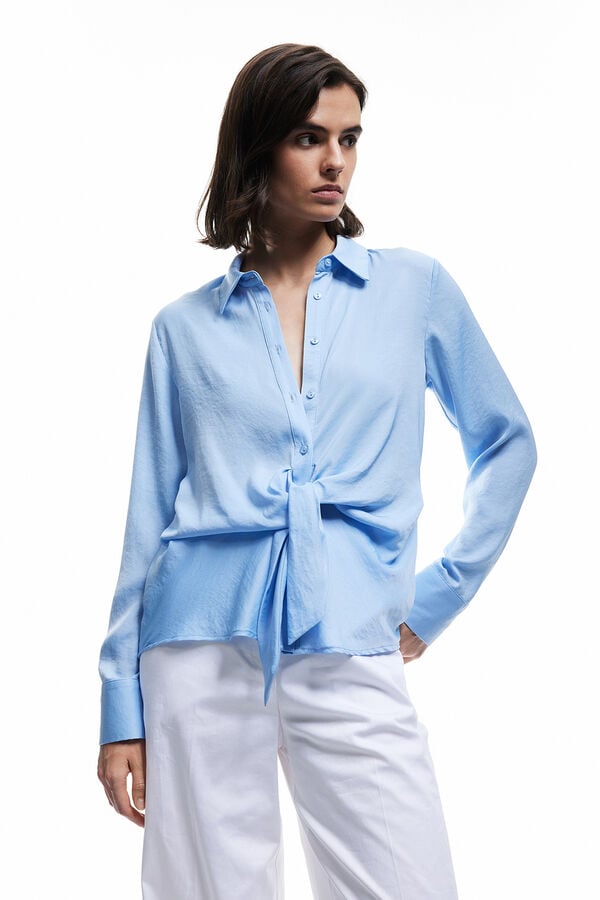 Koton camisa de cetim azul