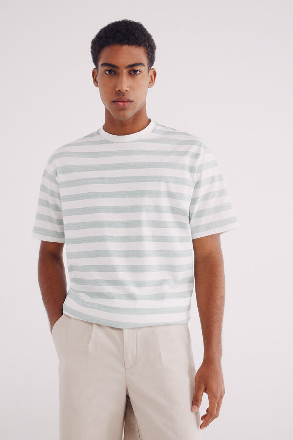 Springfield Camiseta microraya verde