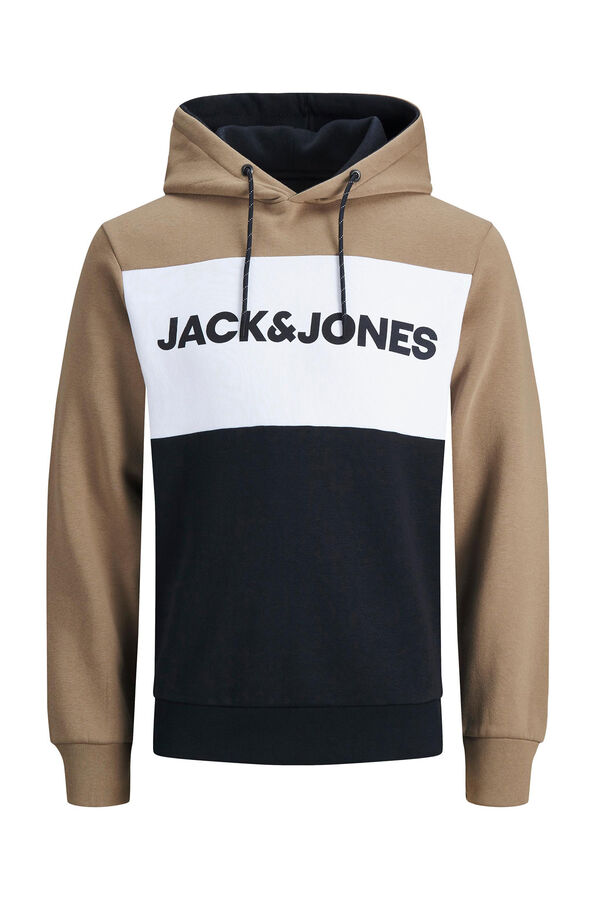 Jack & Jones Sudadera logo color block beige