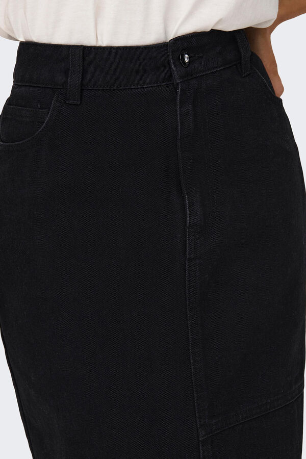 JDY Falda midi tubo abertura negro