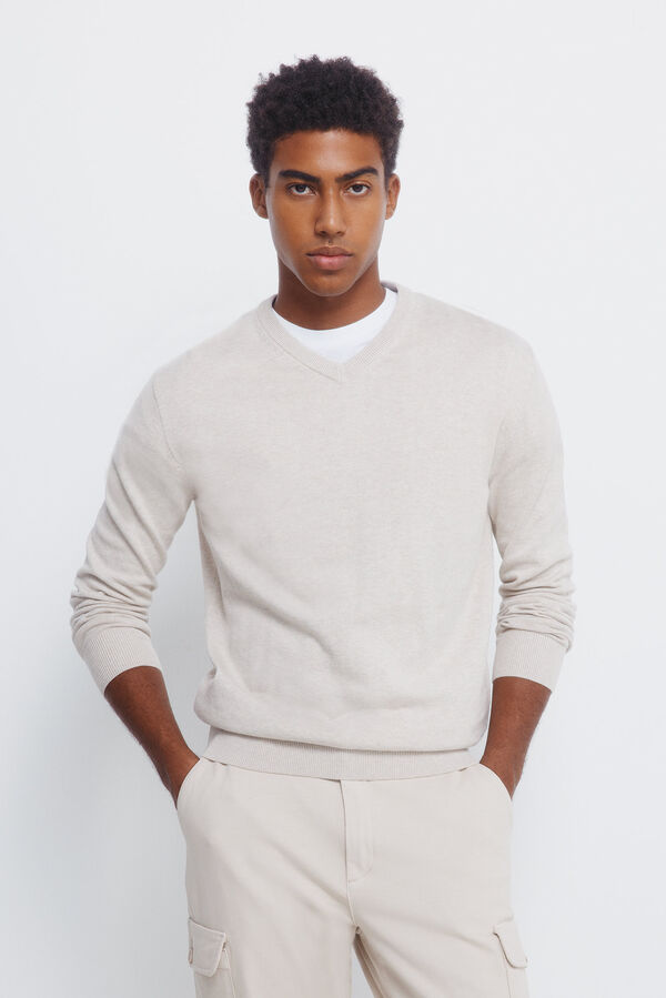 Springfield Jersey b&aacute;sico cuello pico nude