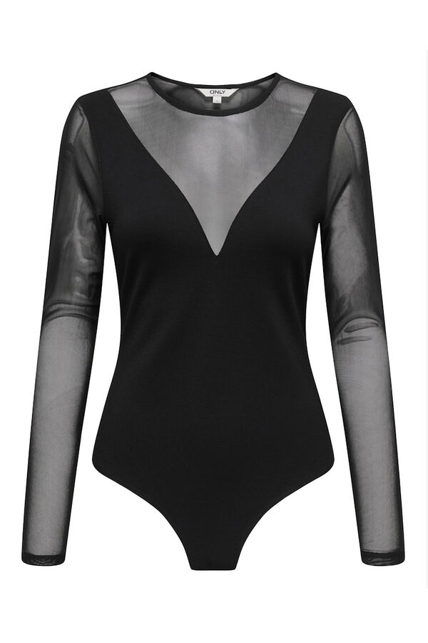 Only Body ajustado semitransparente negro
