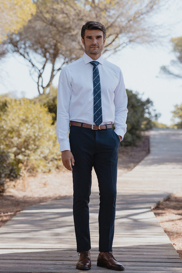 Celopman Camisa Vestir Estilo Liso blanco