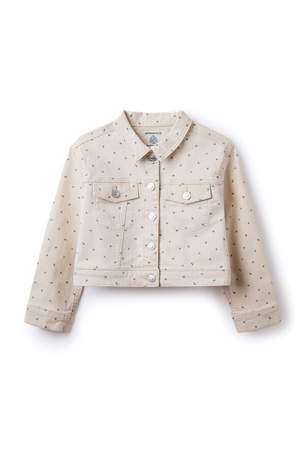 Springfield Kids Chaqueta denim estampada ni&ntilde;a beige
