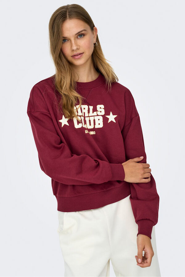 Only Sudadera texto frontal rojo