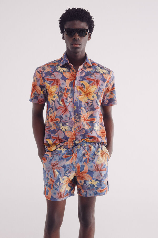 Springfield Fato de banho estampado de flores azul