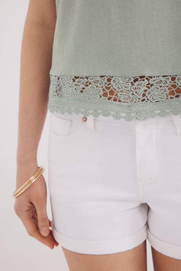 Springfield Camiseta com flores de renda verde