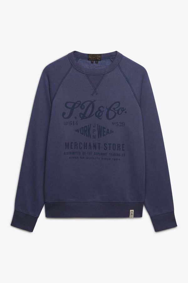 Superdry Sudadera cuello redondo logo azul