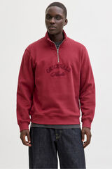 Jack & Jones Sudadera cuello cremallera rojo