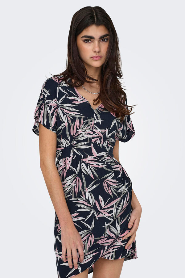 Only Vestido corto cuello pico gris