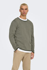Only & Sons Su&eacute;ter masculino com gola redonda e regular fit cinzento
