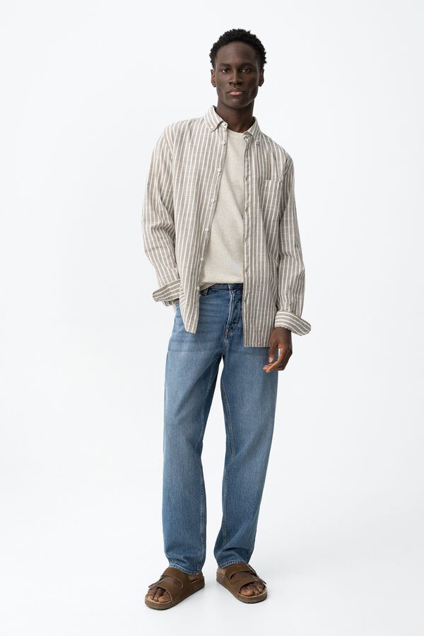 Tiffosi Camisa rayas blancas beige