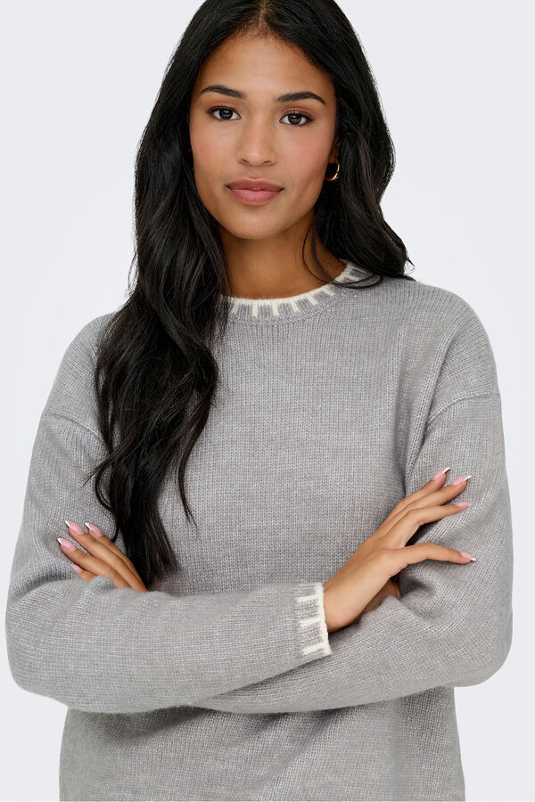 JDY Camisola gola redonda cinzento
