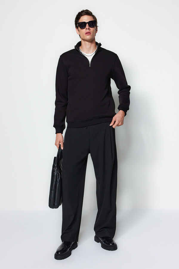 Trendyol Sudadera polar con cremallera negro