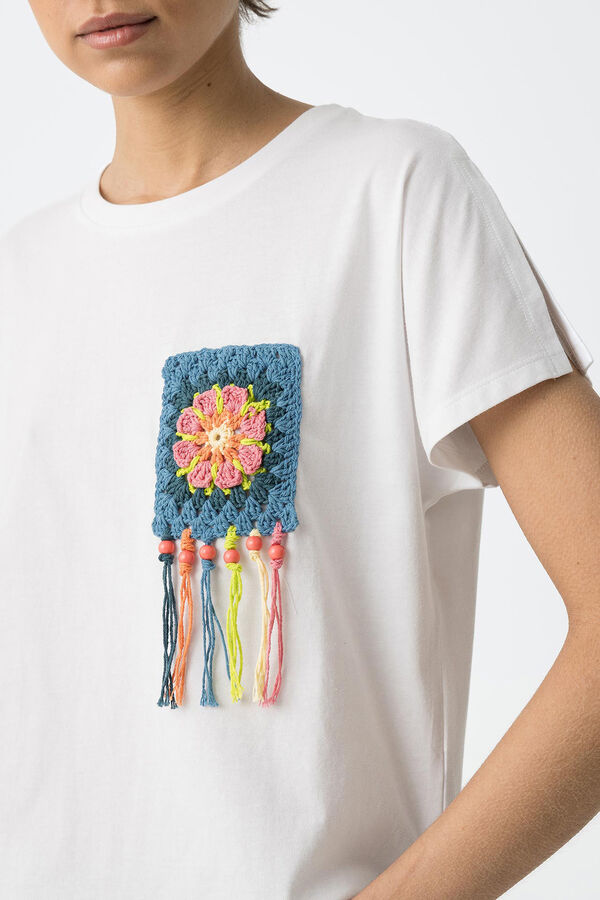 Tiffosi Camiseta con bolsillo de crochet blanco
