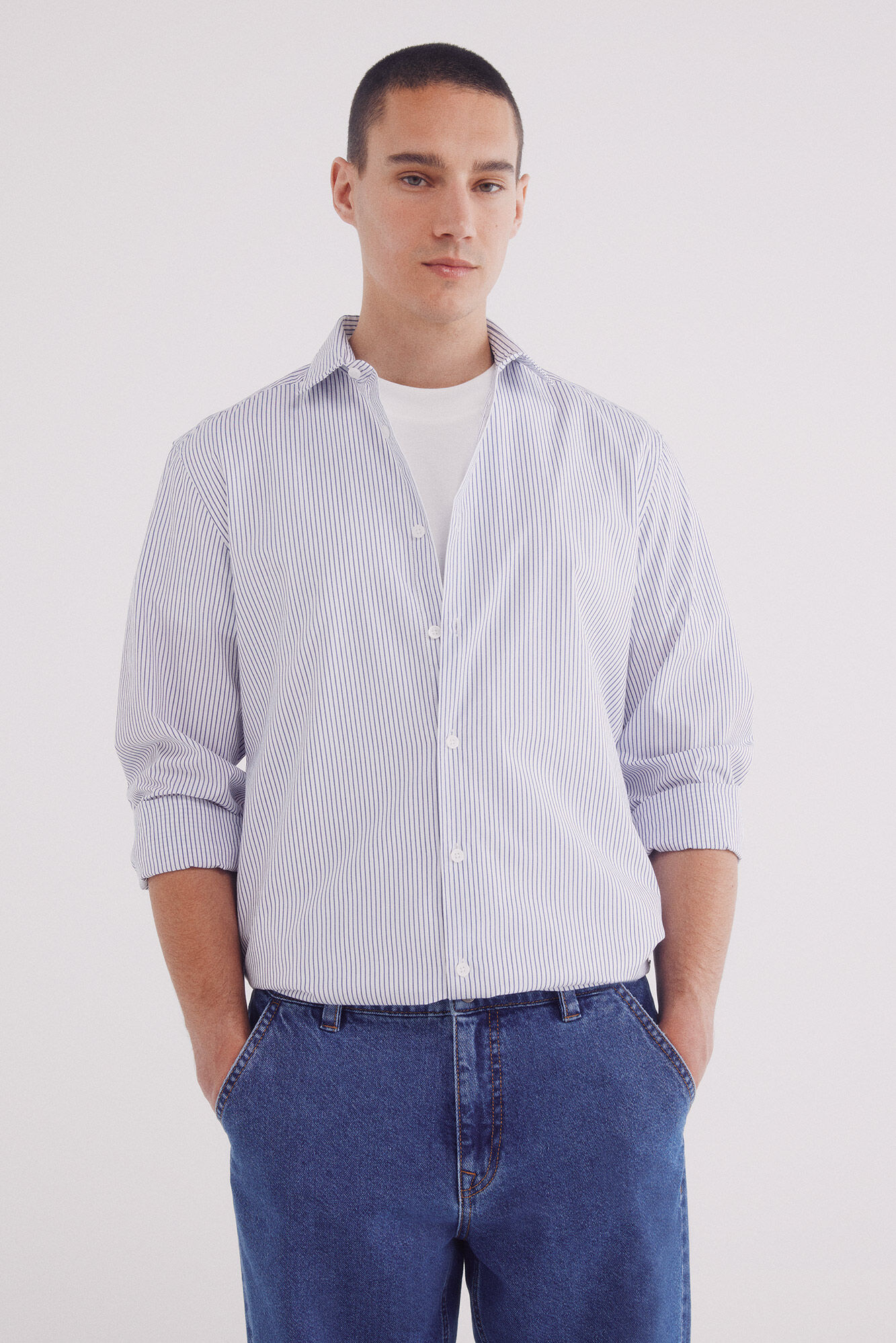 Springfield Camisa popel&iacute;n rayas vestir