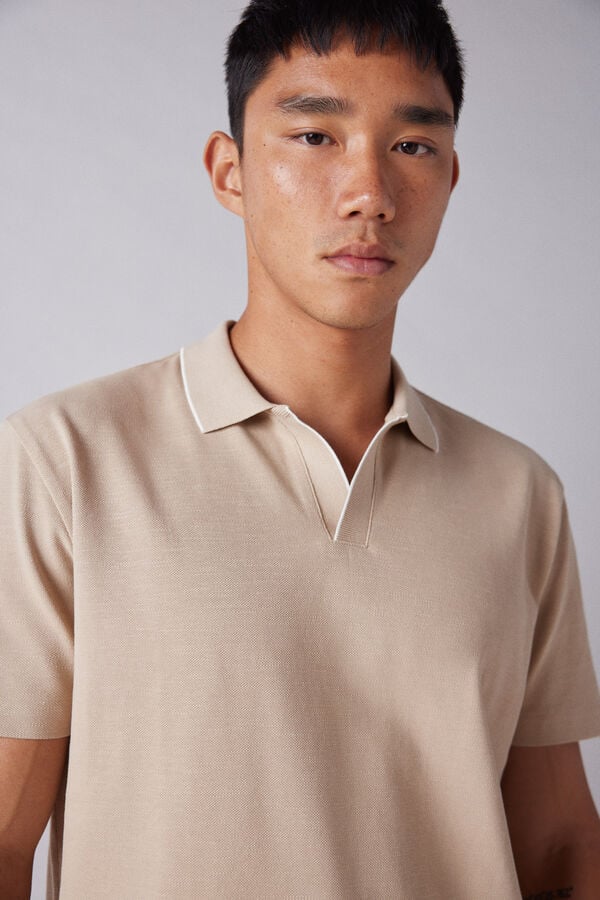 Springfield Polo piqu&eacute; detalles contraste regular fit beige