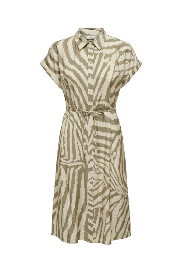 JDY Vestido midi estampado animal print blanco