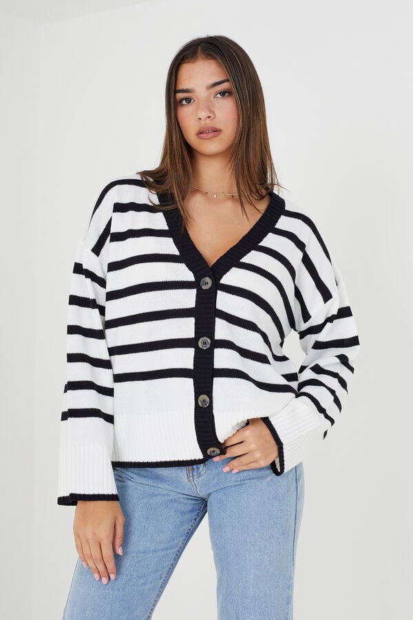 Dolores Promesas Chaqueta Punto Rayas Mujer Mujer Stradivarius - Main Image