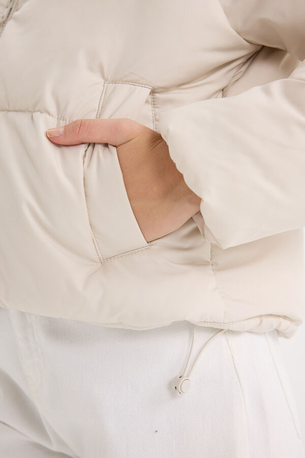 DeFacto Abrigo acolchado con cremallera beige