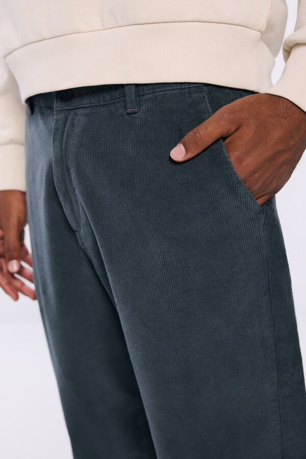 Springfield Pantal&oacute;n chino pana lavada comfort slim fit verde