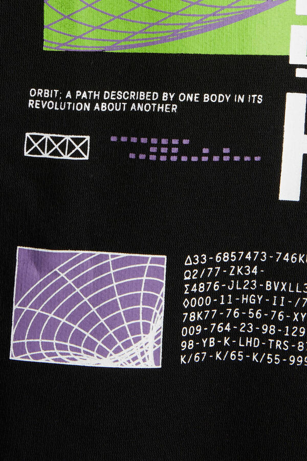 Jack & Jones Sudadera cuello redondo print universo negro