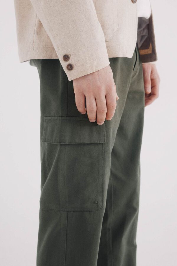 Springfield Pantal&oacute;n cargo lino slim fit kaki