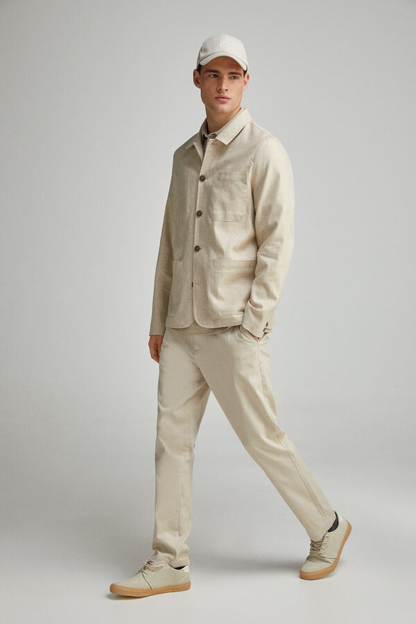 Springfield Camisa de linho-algodão bege