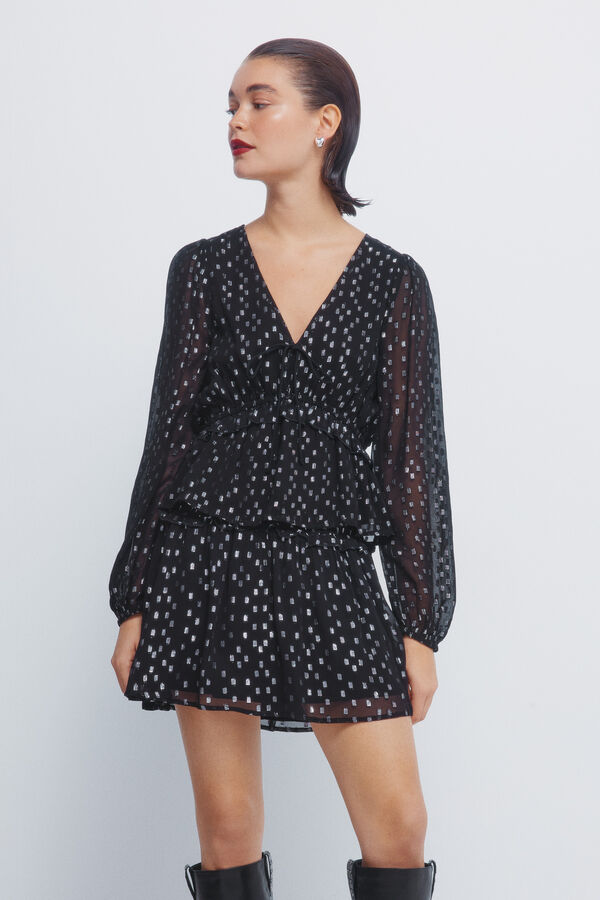 Springfield Falda smock lurex negro