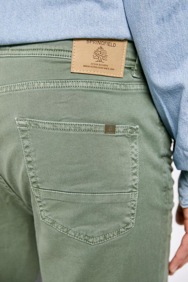 Springfield Pantalón 5 bolsillos color slim lavado verde