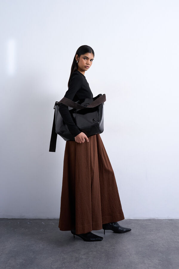 Topshop Saia midi algod&atilde;o cru