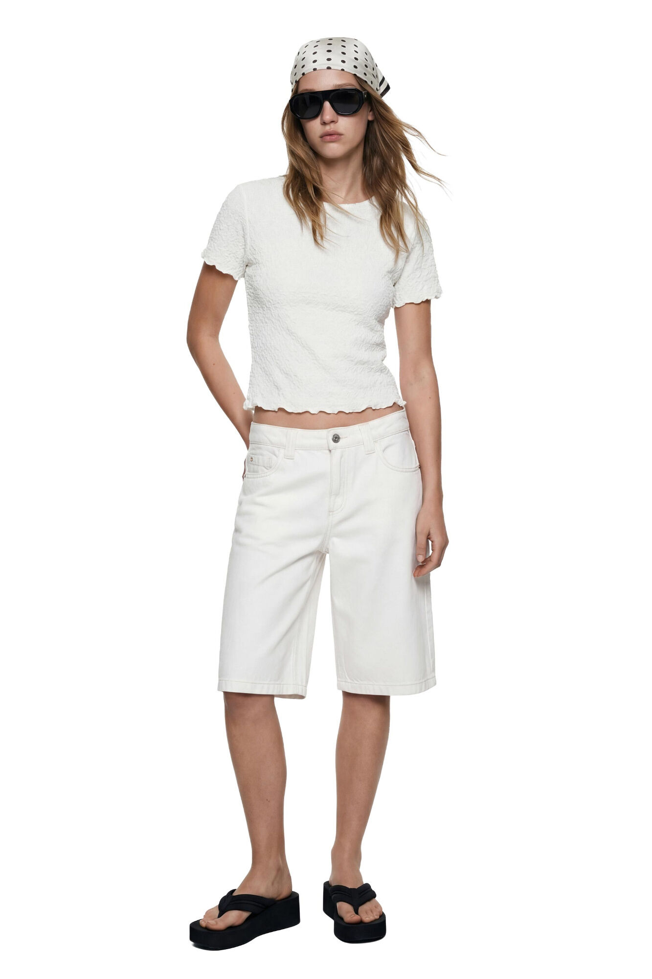 Koton T-shirt crop de manga curta