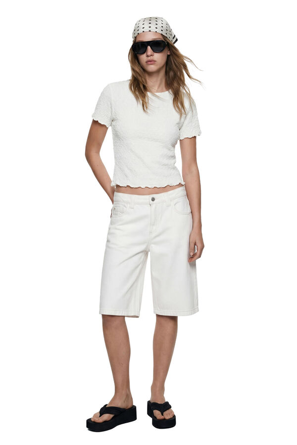 Koton T-shirt crop de manga curta castanho