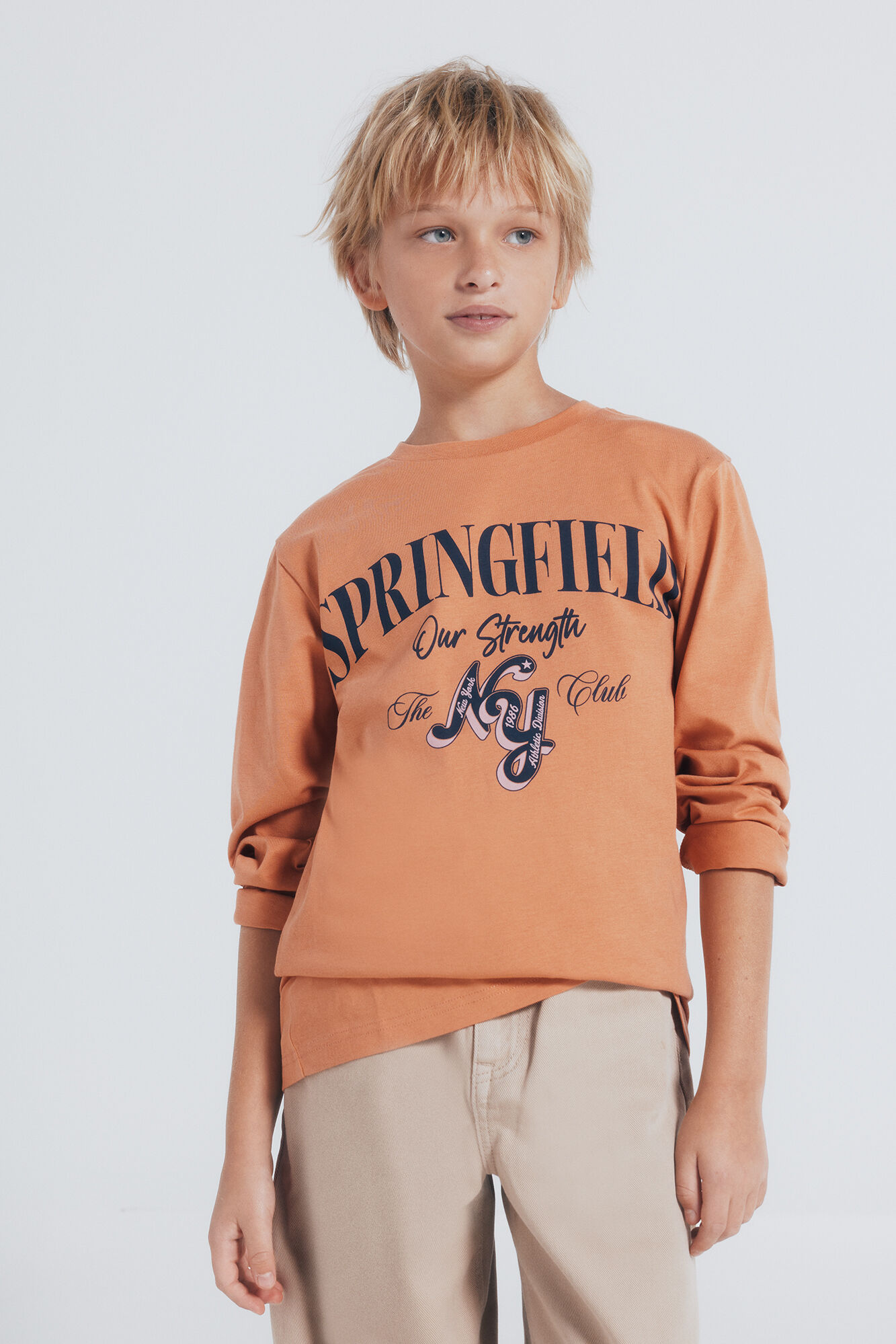 Springfield Kids Camiseta laranja de manga comprida Springfield para meninos