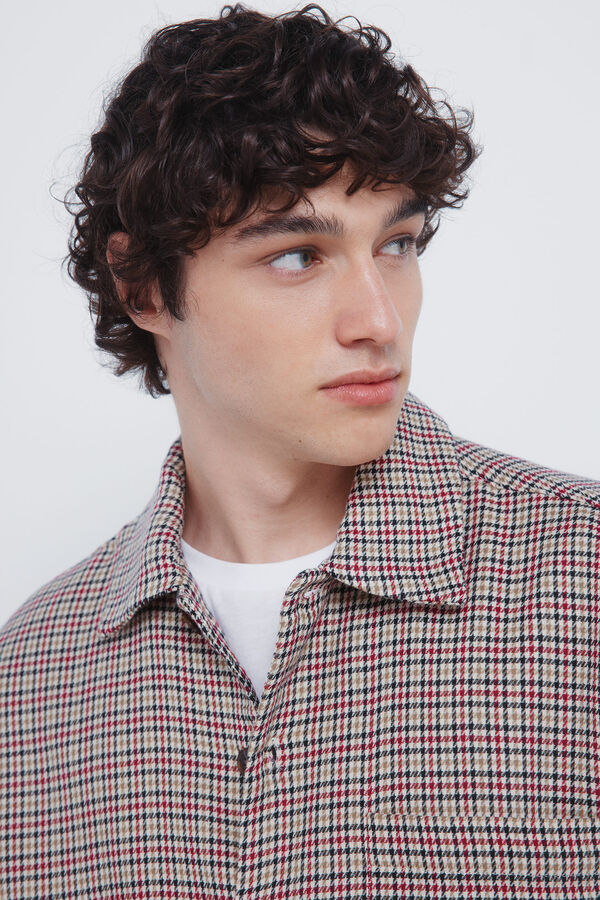 Springfield Sobrecamisa cuadro inglesado overshirt beige