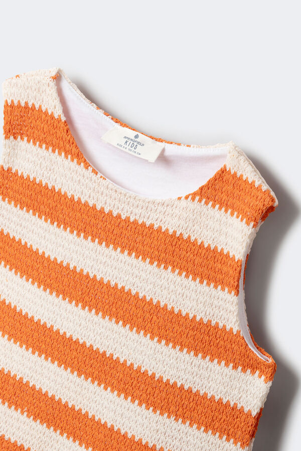 Springfield Kids Vestido riscas de crochet para meninas vermelho