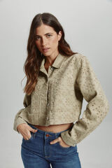 Only Jaqueta jeans curta com detalhes recortados cinzento