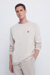 Springfield Jersey liso cuello rulo beige