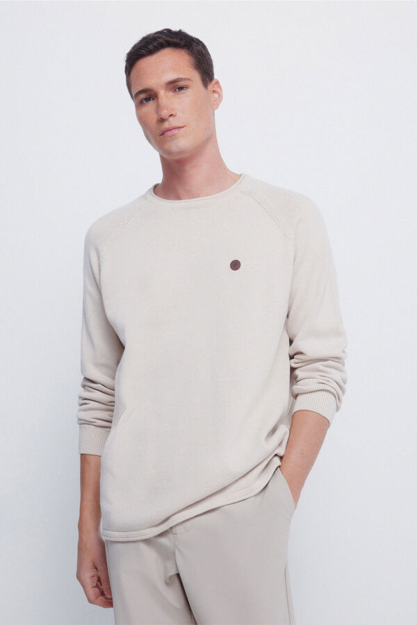 Springfield Jersey liso cuello rulo beige