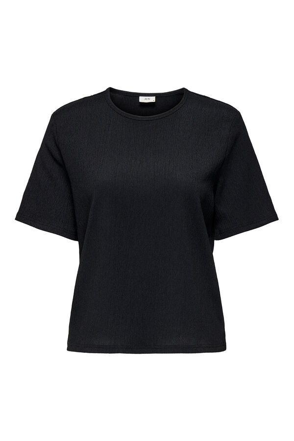 JDY Camiseta texturizada de manga curta preto