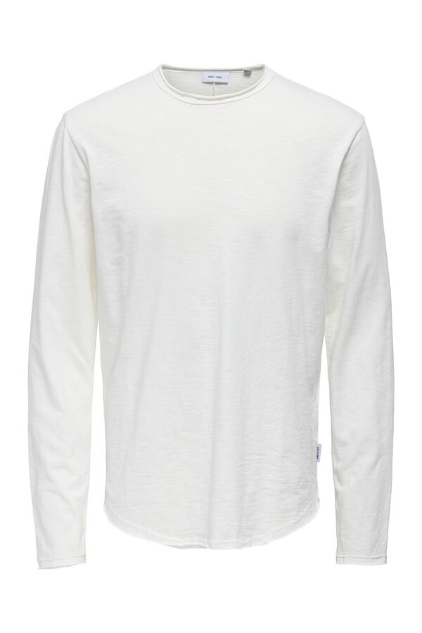 Only & Sons Camiseta manga larga de hombre long line fit. blanco