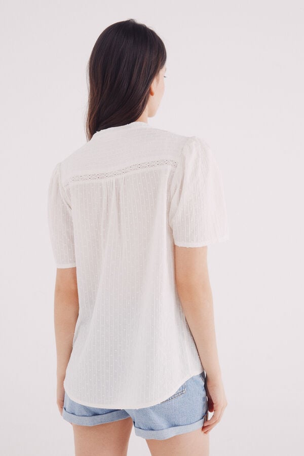 Springfield Blusa rom&aacute;ntica lace marfil